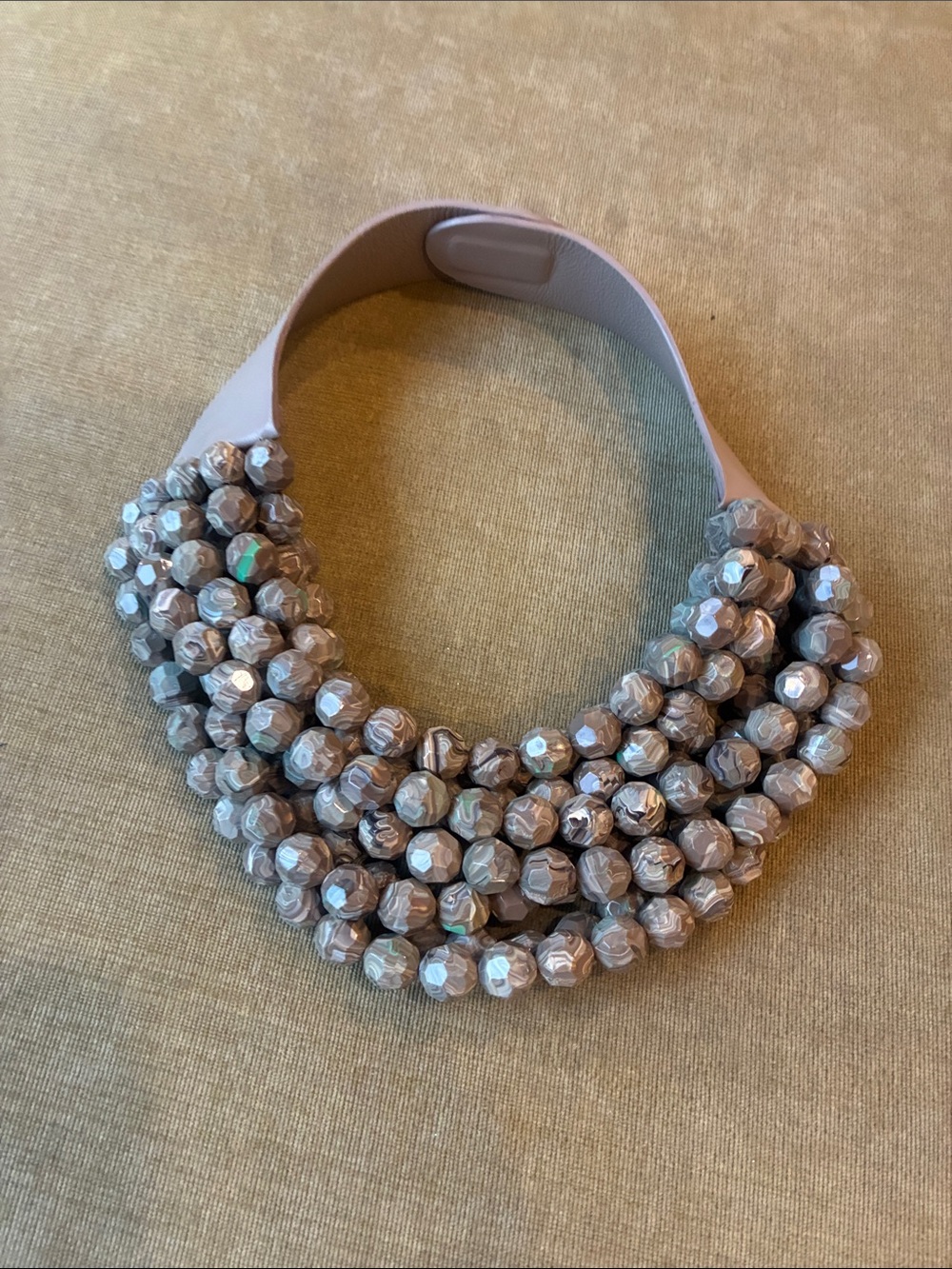 Fairchild Baldwin Multi-Strand Beaded Collar Necklace - Taupe